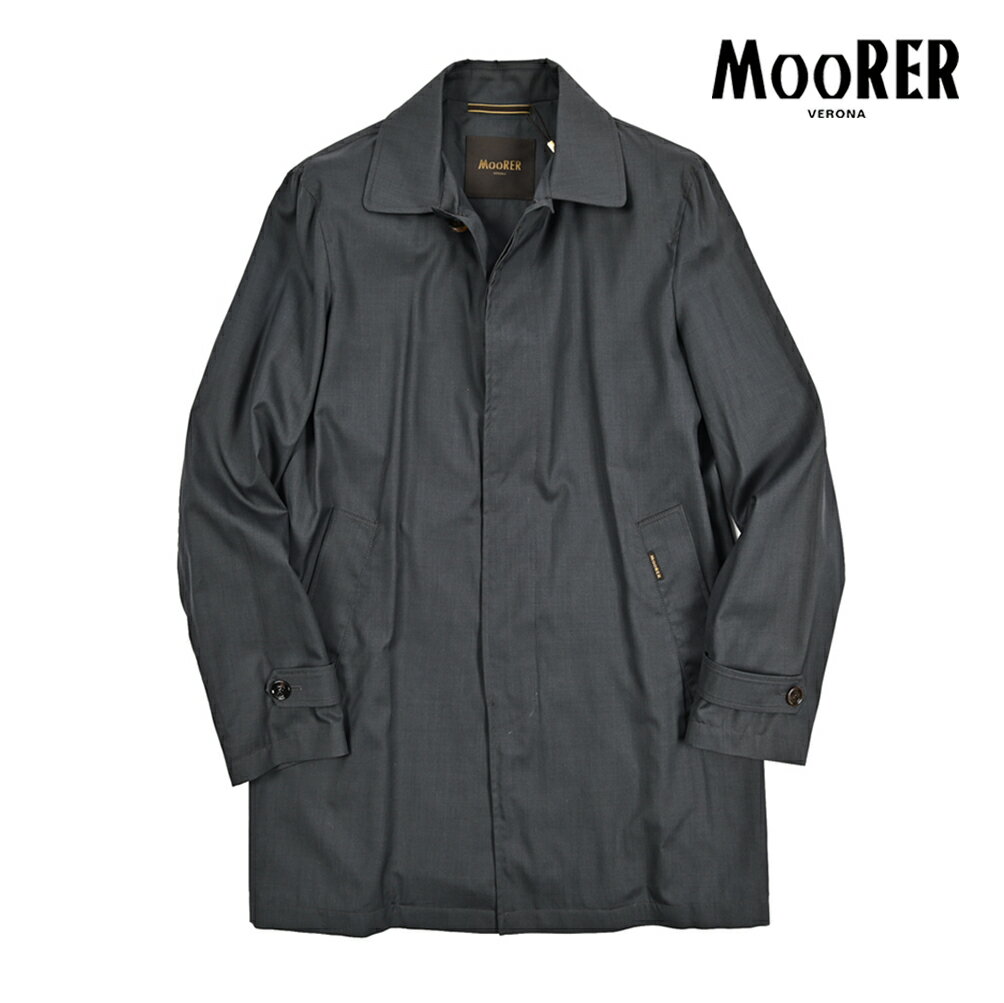 【クーポンで半額】 ムーレー MOORER VITTOR-GO シルク混 ステンカラーコート フライフロント 春夏 秋 3シーズン メンズ ライトアウター ヴァージンウール シルク ダークグレー イタリア ブランド MADE IN ITALY