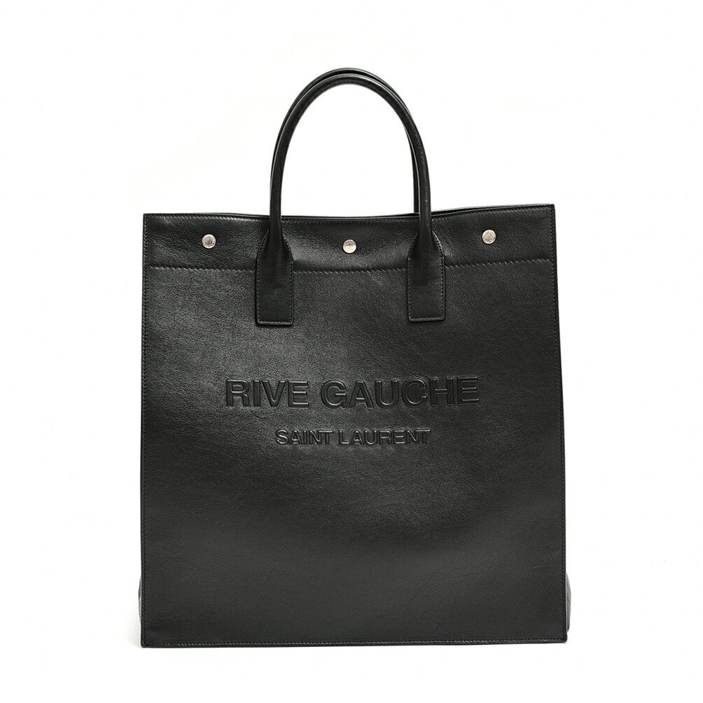 【MORE SALE】サンローラン SAINT LAURENT 【2022年 春夏新作】 RIVE GAUCHE リヴ・ゴーシュ NORTH/SOUTH TOTE BAG ノース／サウス レザートートバッグ メンズ スムースレザー ロゴ ブラック MADE IN ITALY