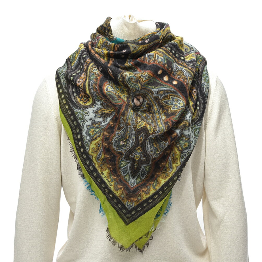 【スーパーDEAL】 【半額以下】 エトロ ETRO ストール マフラー 春 秋 メンズ レディース 男女兼用 ペイズリー イエロー グリーン イタリア ブランド MADE IN ITALY ギフト プレゼント 無料ラッピング