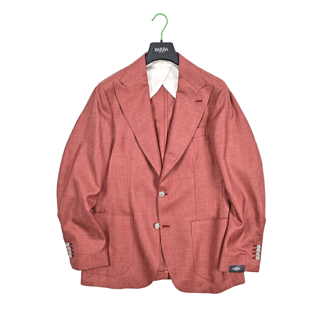 Rakuten - 【SALE】 バルバ BARBA 【2026年 春夏新作】 JACKET PL テーラードジャケット 2Bシングル 春夏 メンズ ヴァージンウール シルク リネン レッド MADE IN ITALY