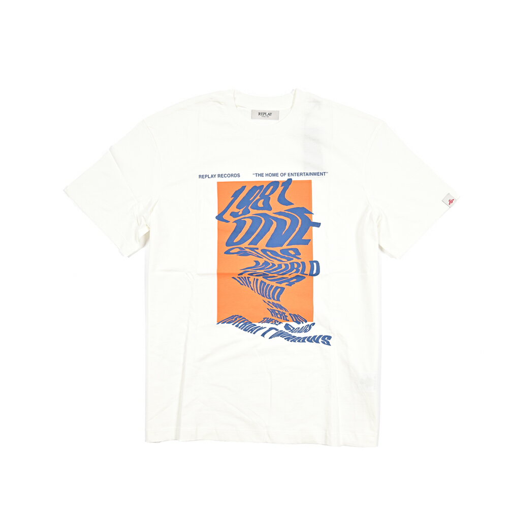Rakuten - 【半額以下】【70％OFF】 リプレイ REPLAY ロゴ Tシャツ カットソー 半袖 クルーネック 春夏 メンズ コットン 100% ロゴ ホワイト イタリア ブランド