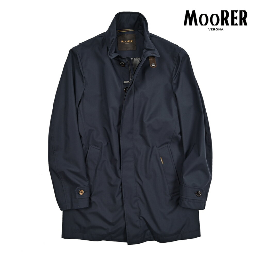 Rakuten - 【春夏先行セール】【半額以下】 ムーレー MOORER DUCA-GF ダスターコート スタンドカラー レザートグル 収納可能フード付き 春夏 秋 3シーズン メンズ ライトアウター ACQUA PROOF 防水透湿ポリエステル ネイビー イタリア ブランド MADE IN ITALY