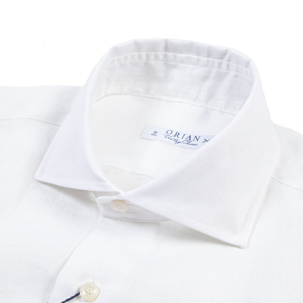 樂天商城 - 【春夏先行セール】【28％OFF】 オリアン ORIAN 【2026年 春夏新作】 Vintage Classic ヴィンテージ クラシック 麻シャツ ドレスシャツ ホリゾンタルカラー 長袖 メンズ リネン 100% ホワイト イタリア ブランド