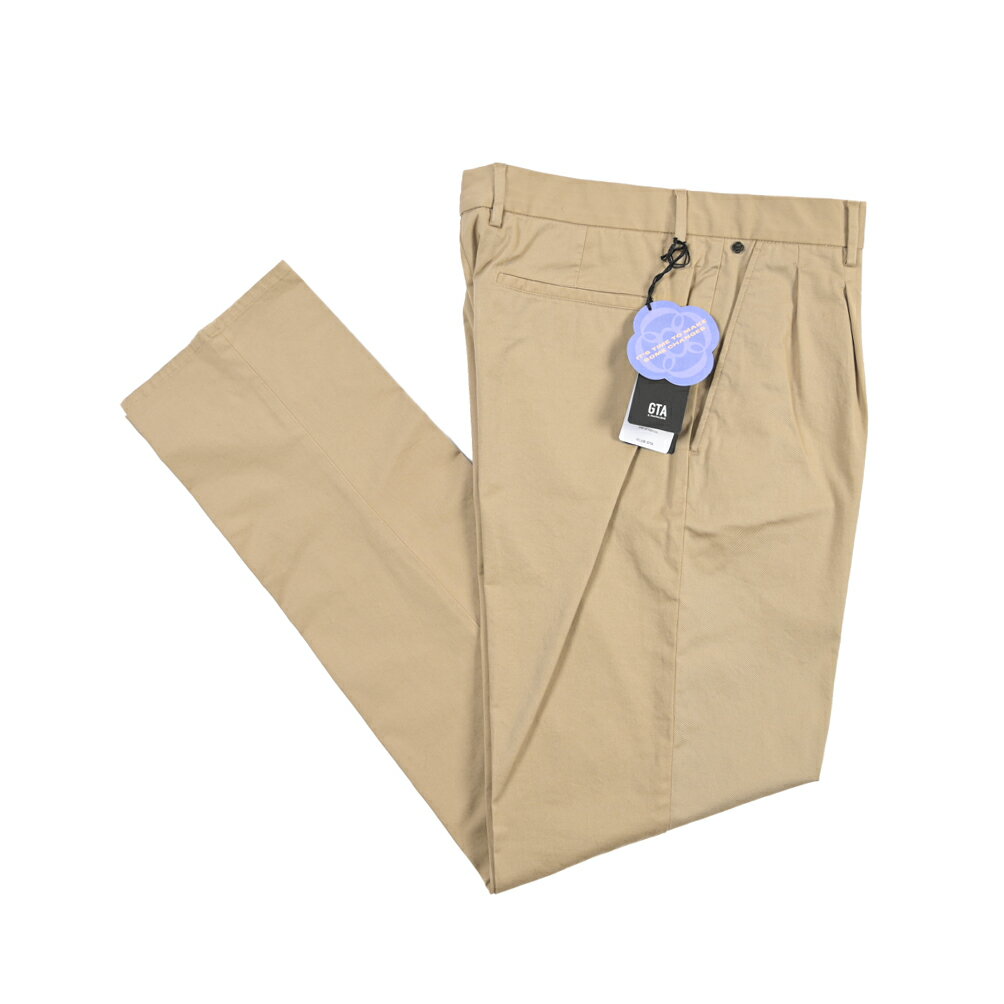 樂天商城 - 【春夏先行セール】【40％OFF】 ジーティーアー GTA DANTE ダンテ COMFORT コンフォート コットンスラックス ツータック パンツ 春夏 メンズ コットン ストレッチ ベージュ イタリア ブランド