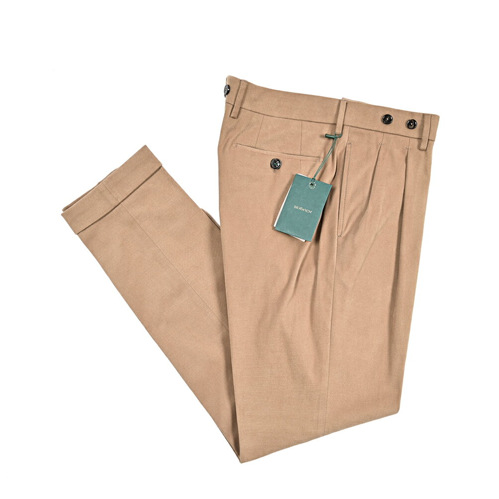 Rakuten - 【SALE】【半額以下】 ベルウィッチ BERWICH BARBER LONG 2P バーバー コットンスラックス ツータック 2プリーツ パンツ 秋冬 メンズ コットンストレッチ ブラウン イタリア ブランド MADE IN ITALY