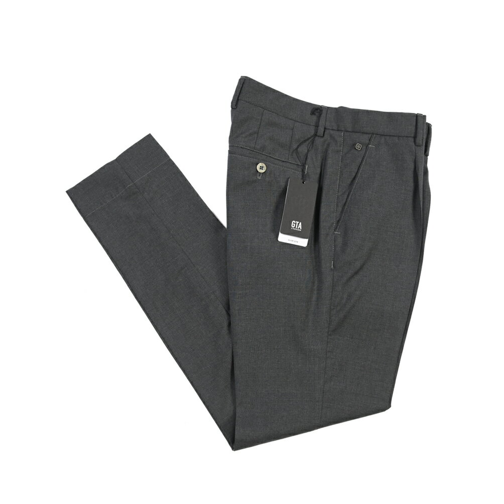 樂天商城 - 【春夏先行セール】【40％OFF】 ジーティーアー GTA NIKKO 01 ニッコー ウールスラックス ワンタック パンツ 春夏 メンズ ヴァージンウール 100% ダークグレー イタリア ブランド