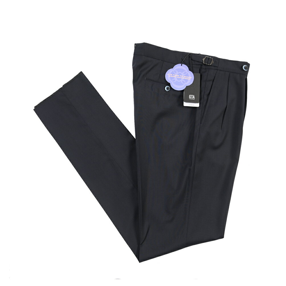 樂天商城 - 【春夏先行セール】【40％OFF】 ジーティーアー GTA HERRICK エリック COMFORT コンフォート ウールスラックス ツータック グルカパンツ サイドアジャストベルト 春夏 メンズ ヴァージンウール 100% ネイビー イタリア ブランド