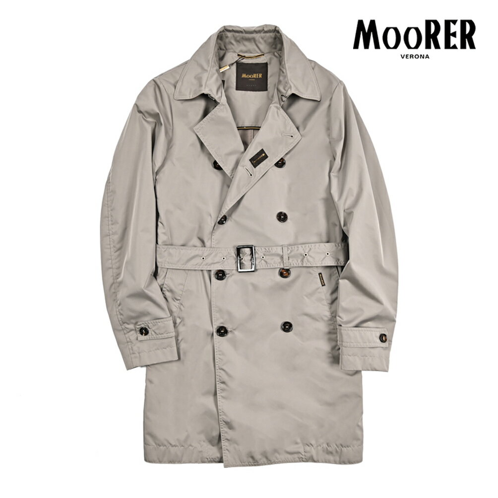 Rakuten - 【春夏先行セール】【半額以下】 ムーレー MOORER MELFI-WK トレンチコート スプリングコート ダブルブレスト 春夏 メンズ ライトアウター ACQUA RESISTANT 撥水透湿 ポリエステル 100% グレージュ イタリア ブランド MADE IN ITALY