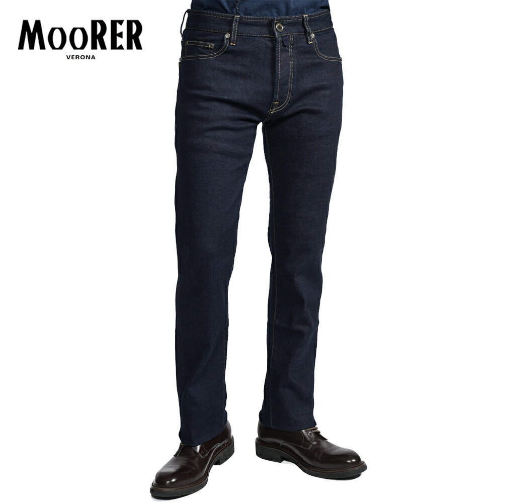 Boot-Cut Pants - 【スーパーSALE】【半額以下】 ムーレー MOORER PILON-DC109 カシミヤ混 デニムジーンズ 5ポケット パンツ メンズ Japanese Fabric コットン カシミヤ ストレッチ ネイビー イタリア ブランド MADE IN ITALY