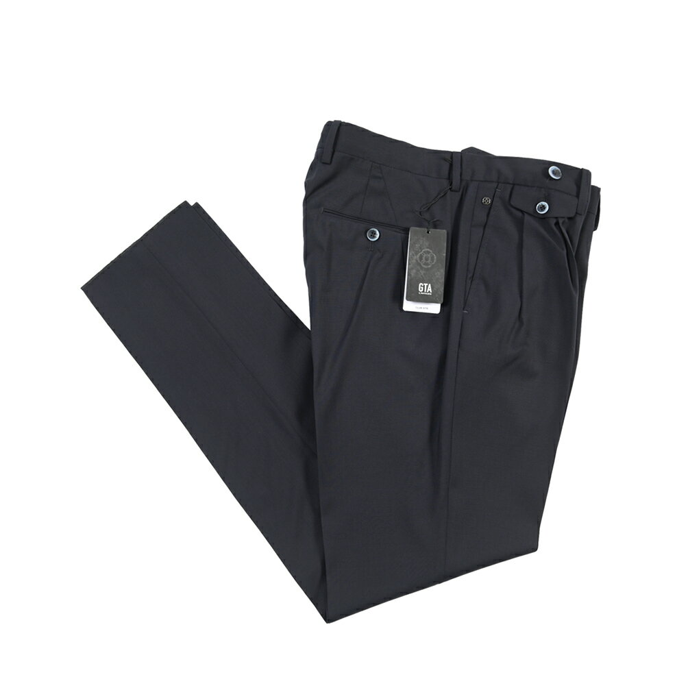樂天商城 - 【春夏先行セール】【40％OFF】 ジーティーアー GTA HARRY ハリー COMFORT コンフォート ウールスラックス ツータック グルカパンツ 春夏 メンズ ウール 100% ネイビー イタリア ブランド