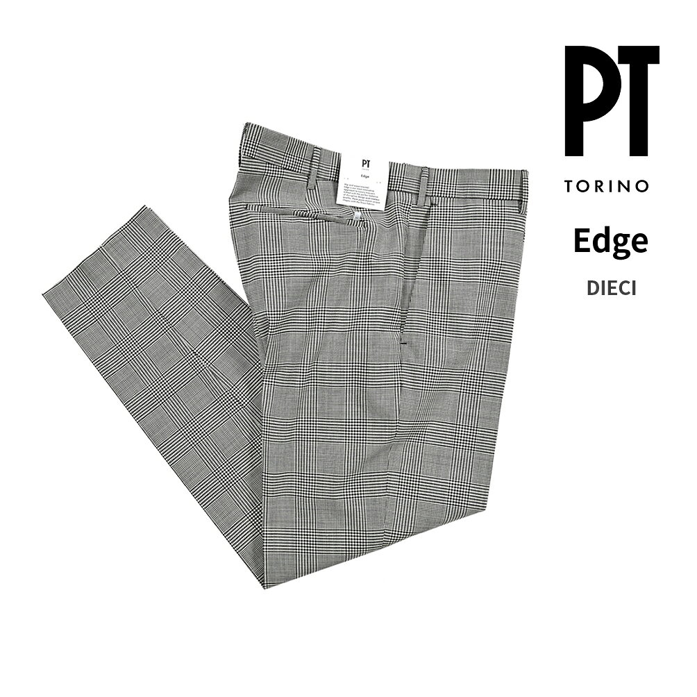 PT TORINO / BASE グレンチェック 1プリーツ スラックス グレン