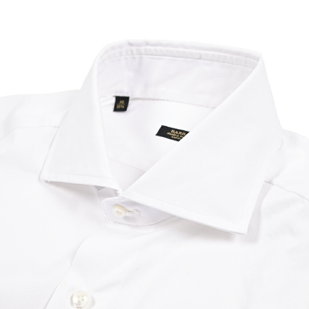 Rakuten - 【春夏先行セール】【半額以下】 バルバ BARBA ドレスシャツ ワイシャツ ホリゾンタルカラー 長袖 メンズ cucito a mano 手縫い仕立て コットン 100% ホワイト 白 イタリア ブランド MADE IN ITALY