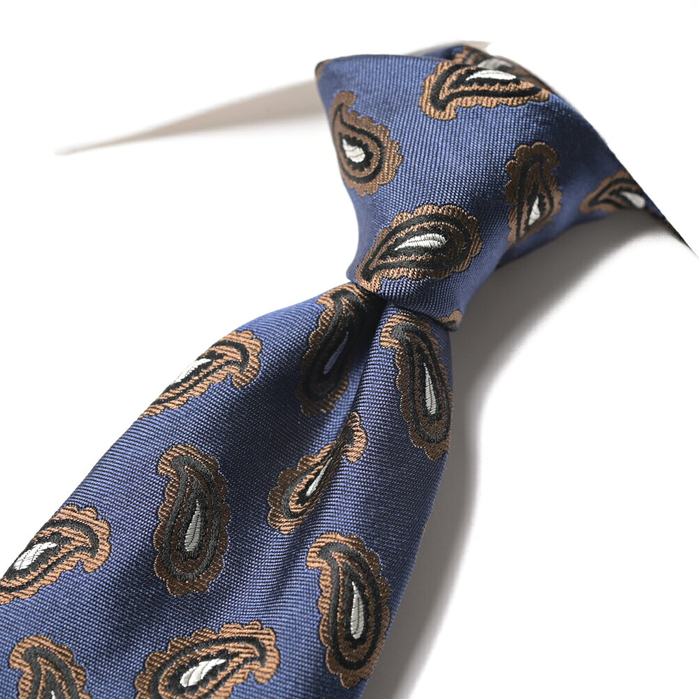 【SALE】【半額以下】 バルバ BARBA ネクタイ セッテピエゲ メンズ シルク 100% ペイズリー ネイビー イタリア ブランド HAND MADE IN ITALY ビジネス ギフト プレゼント ラッピング無料