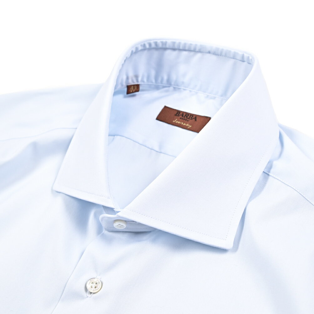 Rakuten - 【春夏先行セール】【半額以下】 バルバ BARBA JOURNEY ドレスシャツ ワイシャツ ホリゾンタルカラー 長袖 メンズ コットン 100% ライトブルー イタリア ブランド MADE IN ITALY