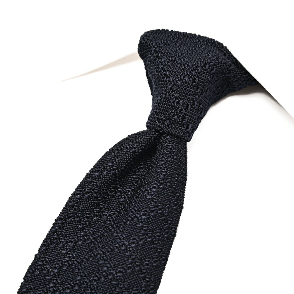 Rakuten - 【スーパーSALE】【半額以下】 バルバ BARBA ネクタイ ニットタイ メンズ シルク 100% ネイビー イタリア ブランド MADE IN ITALY ビジネス ギフト プレゼント ラッピング無料