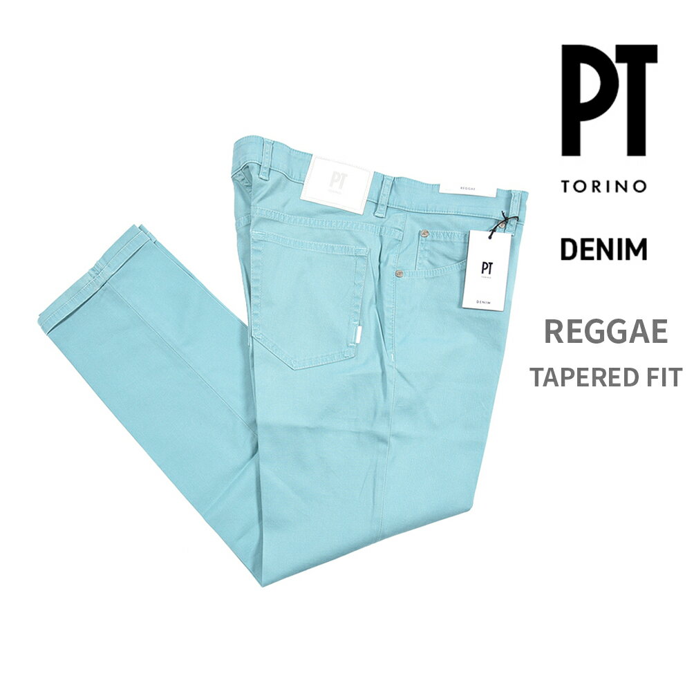 乐天商城 - 【スーパーSALE】【半額以下】 ピーティートリノ デニム PT TORINO DENIM REGGAE レゲエ TAPERED FIT テーパードフィット カラーデニム チノ パンツ 春夏 メンズ コットン リヨセル ストレッチ ライトグリーン イタリア ブランド PT05