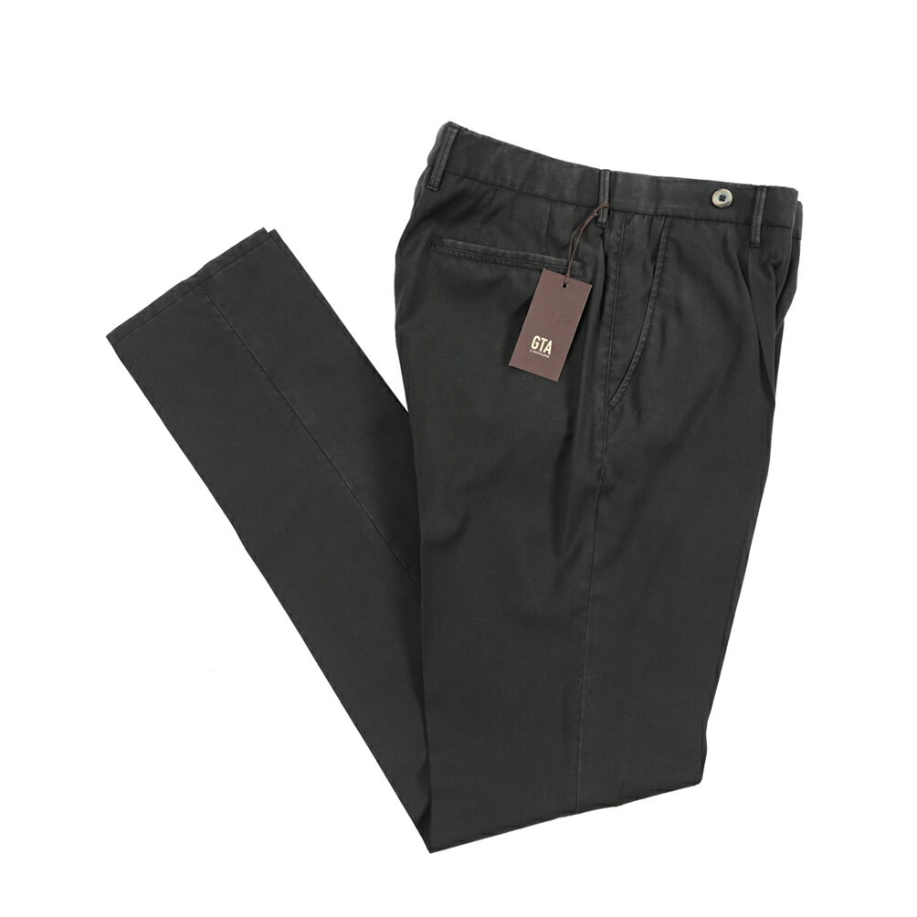 樂天商城 - 【春夏先行セール】【40％OFF】 ジーティーアー GTA BYRON L バイロン SLIM スリム ウールスラックス ワンタック グルカパンツ 春夏 メンズ 製品染め ヴァージンウール 100% ブラック イタリア ブランド