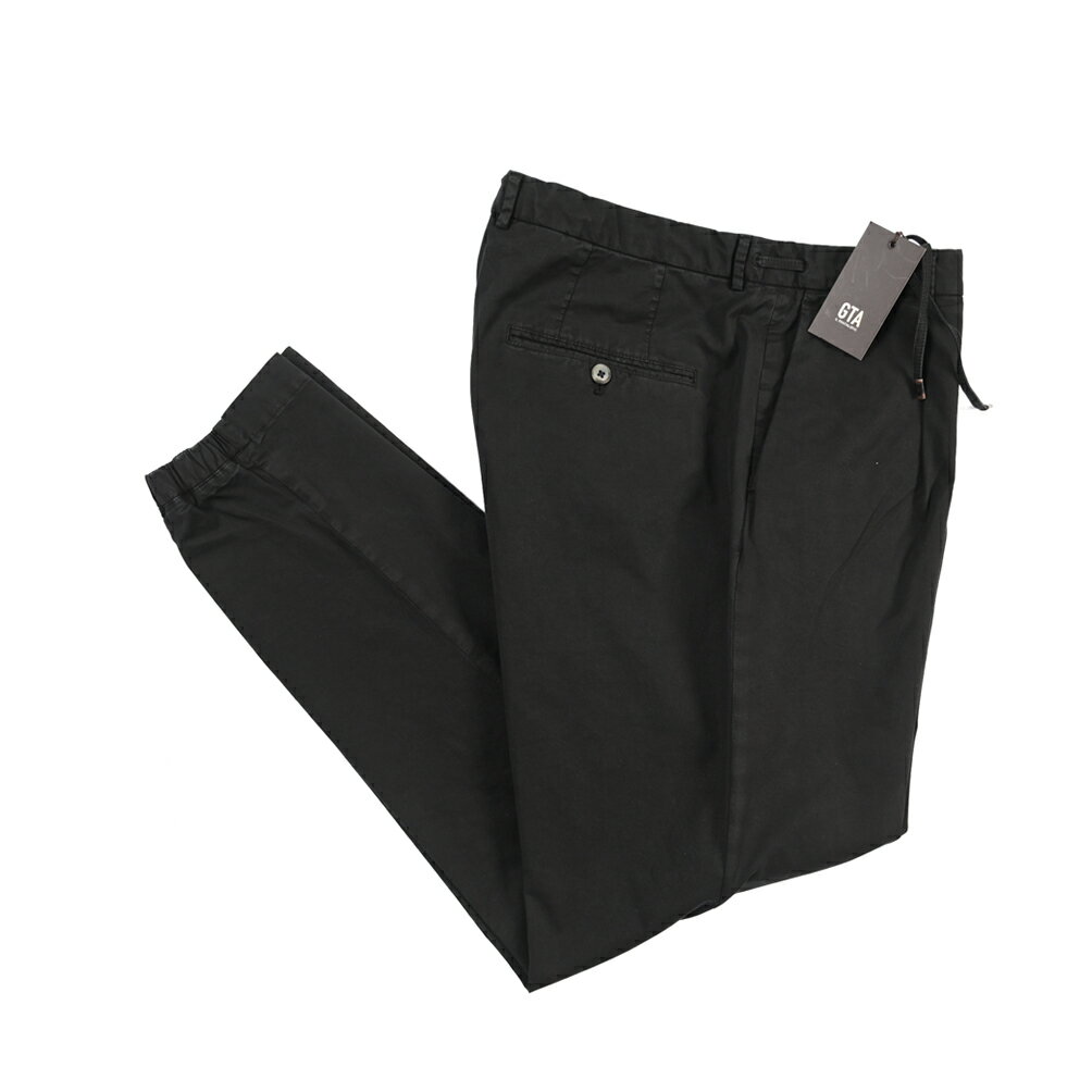 樂天商城 - 【春夏先行セール】【40％OFF】 ジーティーアー GTA HERRICK JOG NEW エリック COMFORT コンフォート コットンスラックス ワンタック ジョガーパンツ インドローコード 春夏 メンズ コットン ストレッチ ブラック イタリア ブランド
