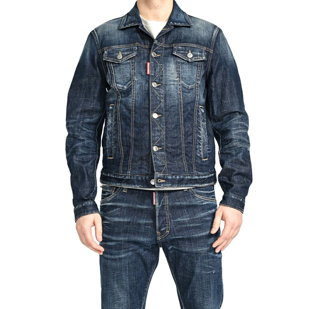 【スーパーSALE】 ディースクエアード DSQUARED2 【2024年 春夏新作】 DAN DENIM JACKET デニム ジャケット Gジャン スリムフィット 春夏 秋 3シーズン メンズ DARK CLEAN WASH コットンストレ…