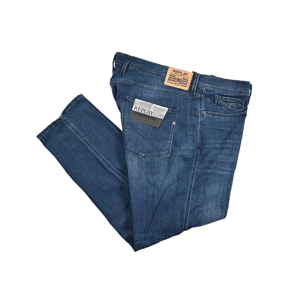 Rakuten - 【半額以下】 リプレイ REPLAY ANBASS アンバス デニムジーンズ ストレッチパンツ メンズ SLIM FIT スリムフィット POWER STRETCH コットン ブルー イタリア ブランド MG914