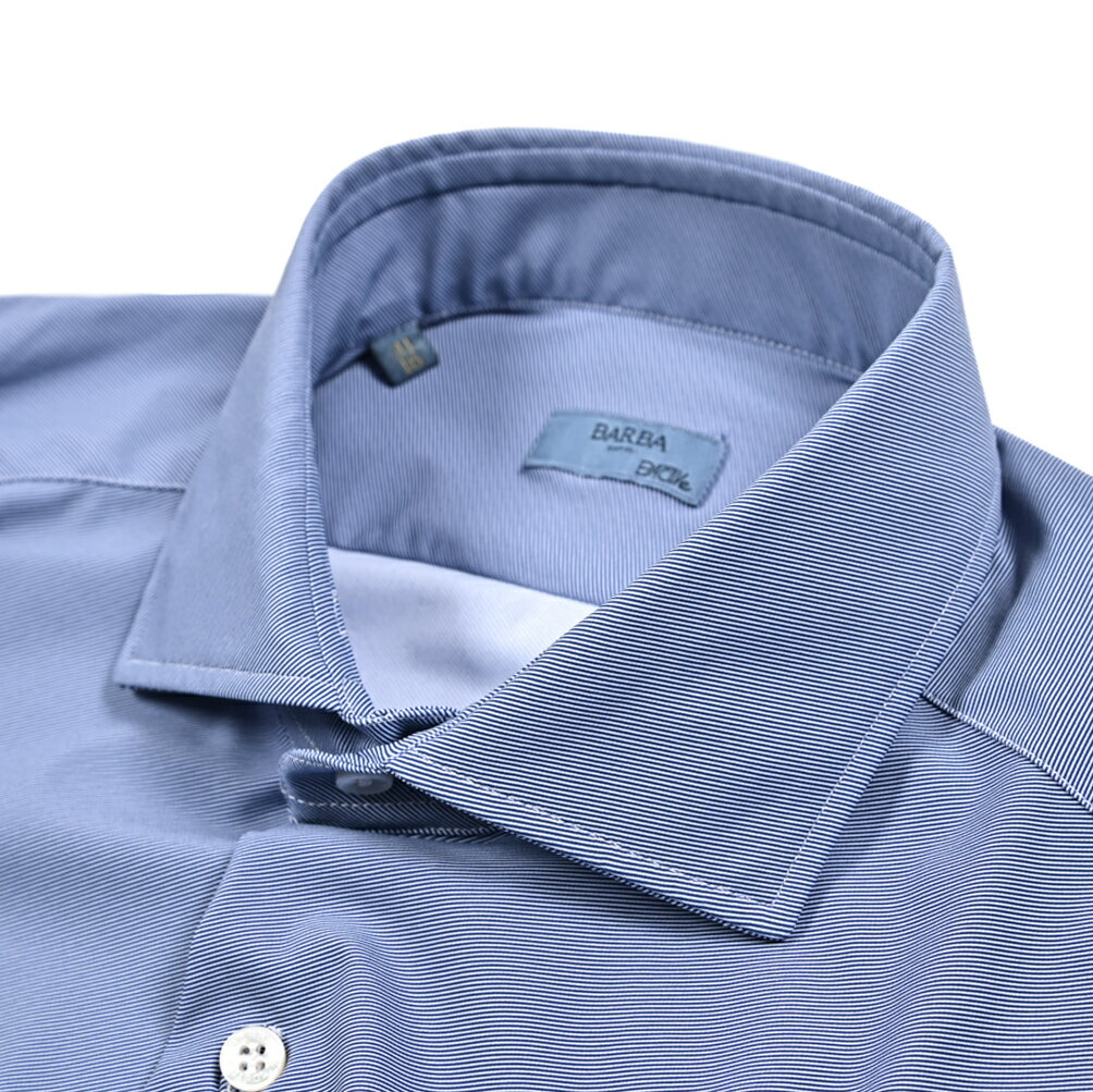 Rakuten - 【春夏先行セール】【半額以下】 バルバ BARBA B ACTIVE ドレスシャツ ワイシャツ ホリゾンタルカラー 長袖 メンズ スーパーストレッチ ブルー イタリア ブランド MADE IN ITALY