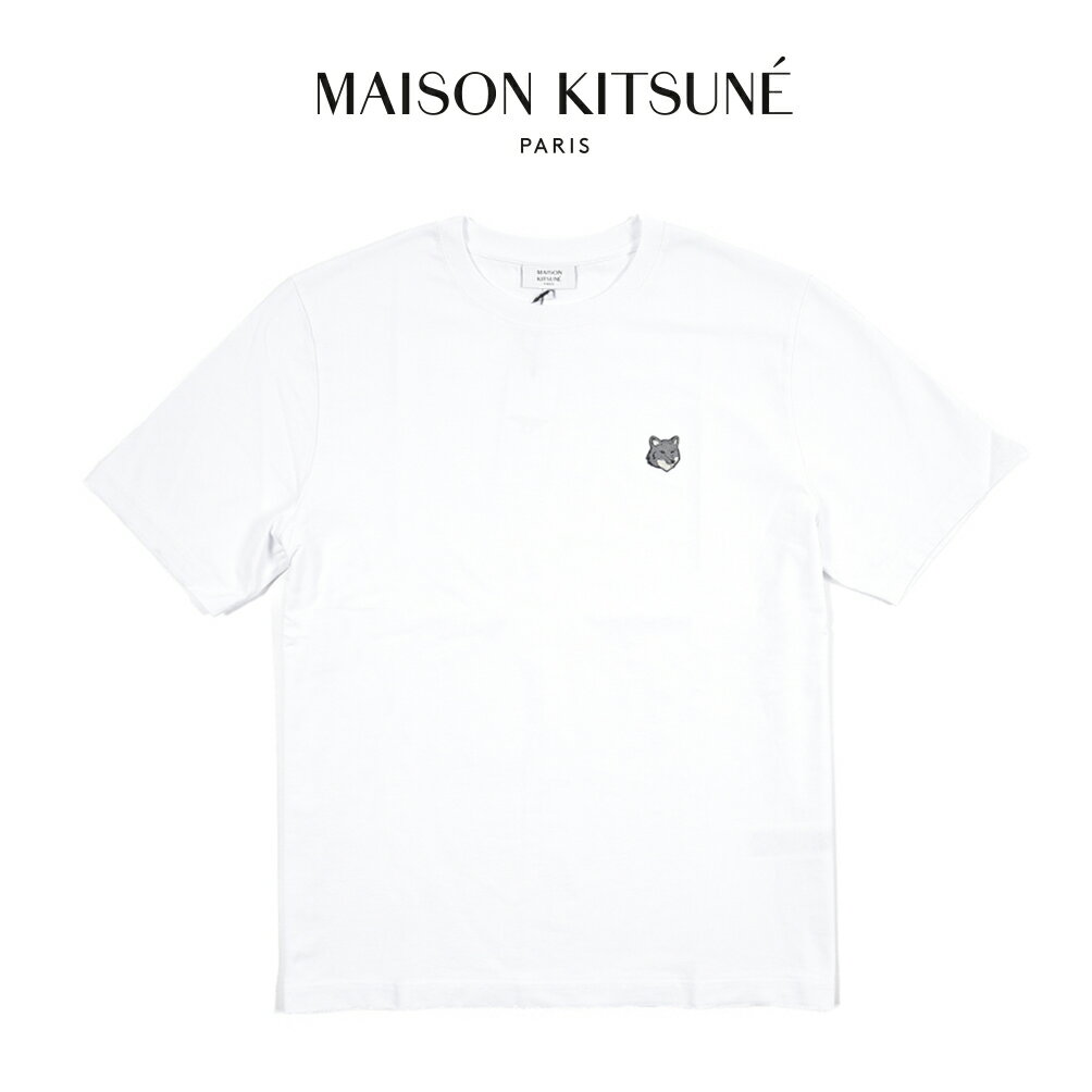 Rakuten - 【スーパーSALE】 メゾンキツネ MAISON KITSUNE 【2026年 春夏新作】 フォックスヘッド ジャージーTシャツ クルーネック コンフォートフィット カットソー 半袖 春夏 メンズ オーガニックコットン 100% 刺繍パッチ ホワイト フランス パリ ブランド