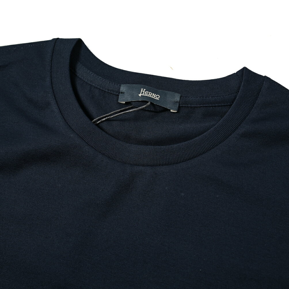 【P20倍】 ヘルノ HERNO SUPERFINE COTTON JERSEY Tシャツ 半袖 クルーネック Hモノグラムポケット 春夏 メンズ コットン 100% ダークネイビー イタリア ブランド