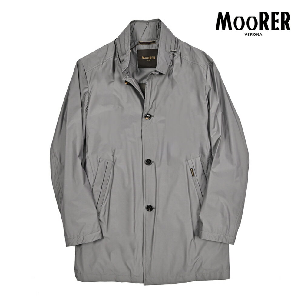 Rakuten - 【スーパーSALE】【半額以下】 ムーレー MOORER HEKTOR-MS スタンドカラーコート フード内蔵 春夏 秋 3シーズン メンズ ライトアウター 高機能ストレッチナイロン グレー イタリア ブランド MADE IN ITALY