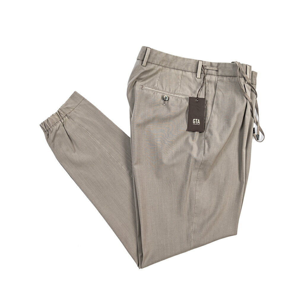樂天商城 - 【春夏先行セール】【40％OFF】 ジーティーアー GTA HERRICK JOG NEW エリック COMFORT コンフォート ウールスラックス ワンタック ジョガーパンツ インドローコード 春夏 メンズ ヴァージンウール 100% グレージュ イタリア ブランド