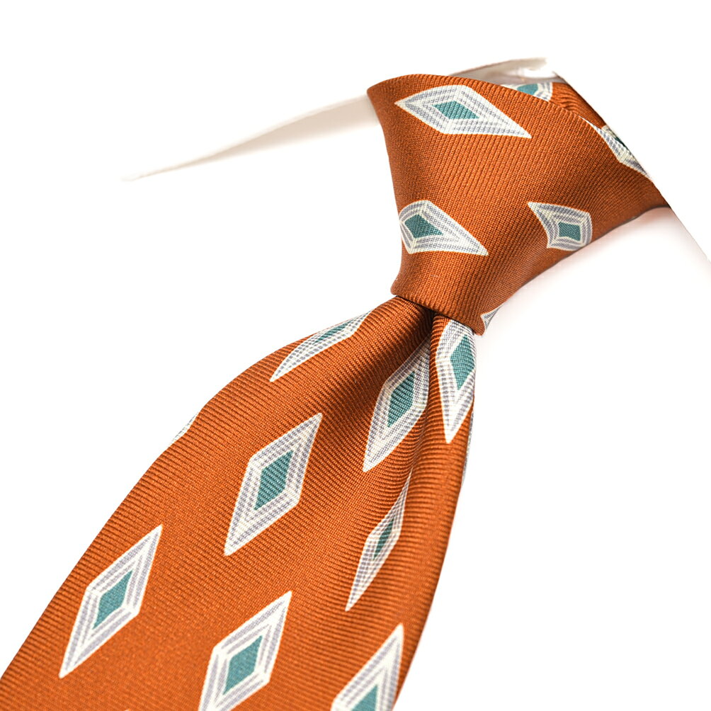 Rakuten - 【SALE】【半額以下】【P10倍】 バルバ BARBA ネクタイ セッテピエゲ メンズ シルク 100% 小紋柄 オレンジ イタリア ブランド HAND MADE IN ITALY ビジネス ギフト プレゼント ラッピング無料