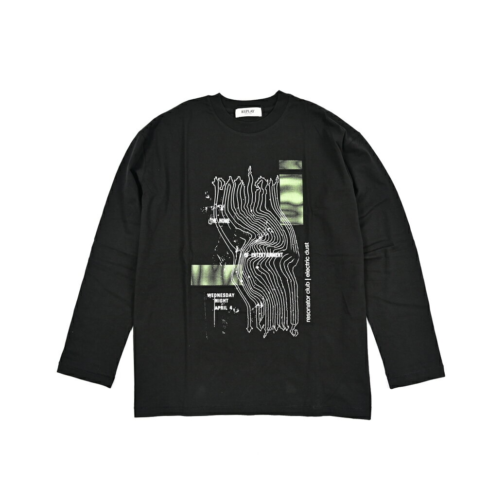 Rakuten - 【半額以下】【70％OFF】 リプレイ REPLAY 長袖 Tシャツ ロンT カットソー クルーネック ワイドシルエット 春夏 レディース コットン 100% ロゴ ブラック イタリア ブランド