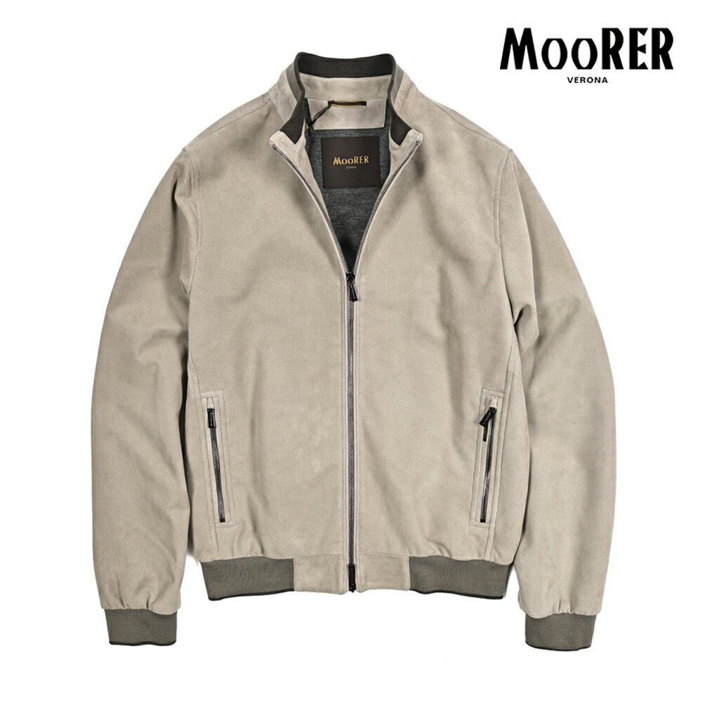 Rakuten - 【スーパーSALE】 ムーレー MOORER 【2026年 春夏新作】 CELLINI-URP スエード レザージャケット MA-1 ボンバージャケット パンチングレザー ブルゾン 春夏 メンズ アウター ラムレザー 100% グレージュ イタリア ブランド MADE IN ITALY