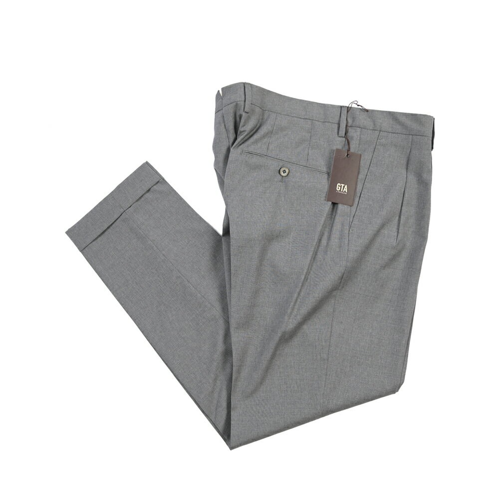乐天商城 - 【春夏先行セール】【40％OFF】 ジーティーアー GTA LUCA ルカ REGULAR レギュラー ウールスラックス ツータック パンツ 春夏 メンズ ウール 100% グレー イタリア ブランド
