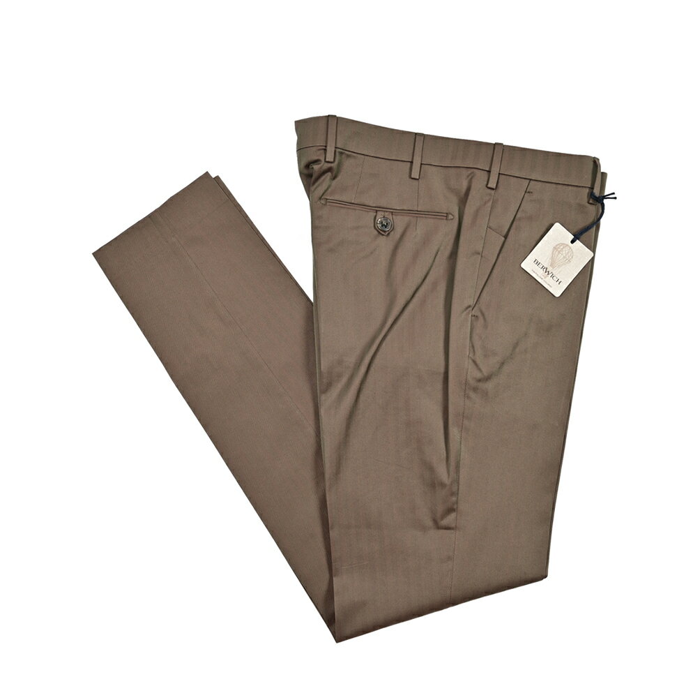 【新春初売り】【半額以下】 ベルウィッチ BERWICH MORELLO モレロ スラックス ノータック パンツ 春夏 メンズ コットン 100% ソラーロ シャドーストライプ カーキグリーン イタリア ブランド MADE IN ITALY