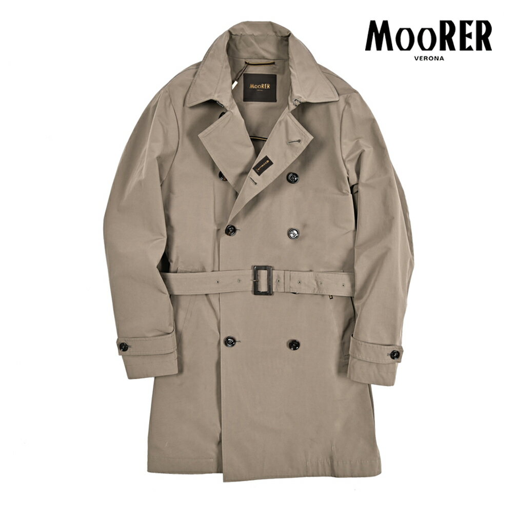 Rakuten - 【スーパーSALE】【半額以下】 ムーレー MOORER MELFI-WM トレンチコート スプリングコート ダブルブレスト 春夏 メンズ ライトアウター 撥水 高機能コットン ポリエステル グレージュ イタリア ブランド MADE IN ITALY