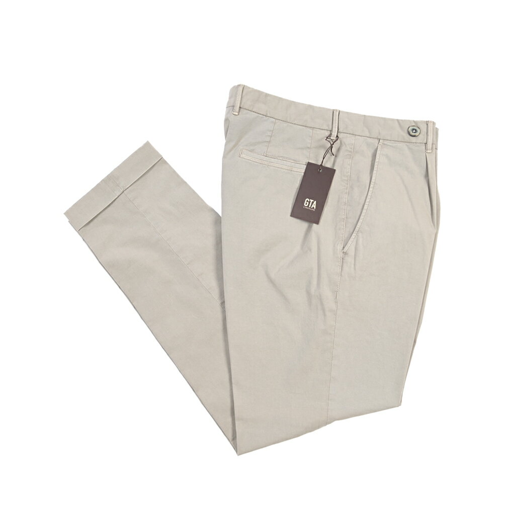 樂天商城 - 【春夏先行セール】【40％OFF】 ジーティーアー GTA BYRON バイロン SLIM スリム コットンスラックス ワンタック チノ グルカパンツ 春夏 メンズ 製品染め コットンストレッチ グレー イタリア ブランド