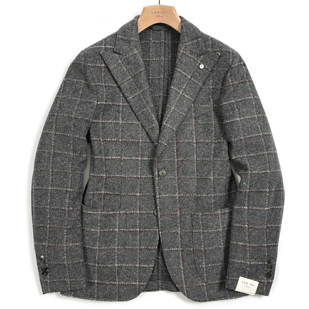 【秋冬早割】【40％OFF】エルビーエム 1911 L.B.M. 1911 Dandy Jacket テーラード ジャケット 2Bシングル ピークドラペル メンズ 秋冬 ウール チェック グレー イタリア ブランド サイズ S M L XL 2XL