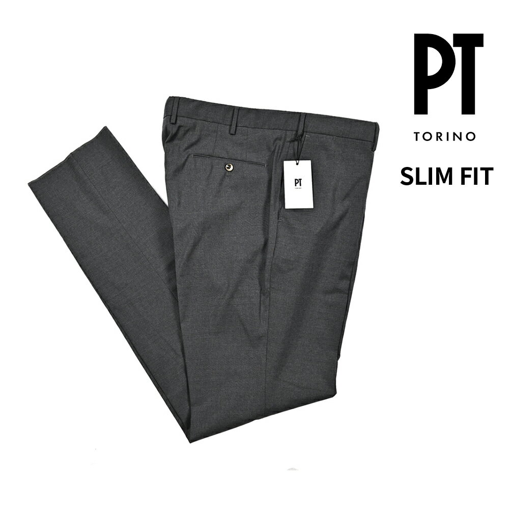 Rakuten - 【SALE】【半額以下】 ピーティートリノ PT TORINO SLIM FIT スリムフィット スラックス ノータック パンツ 春夏 メンズ ヴァージンウール ストレッチ グレー イタリア ブランド PT01