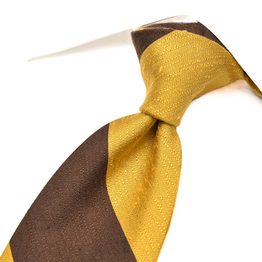 Rakuten - 【SALE】【半額以下】【P10倍】 バルバ BARBA ネクタイ セッテピエゲ メンズ シルク 100% レジメンタル イエロー ブラウン イタリア ブランド HAND MADE IN ITALY ビジネス ギフト プレゼント ラッピング無料