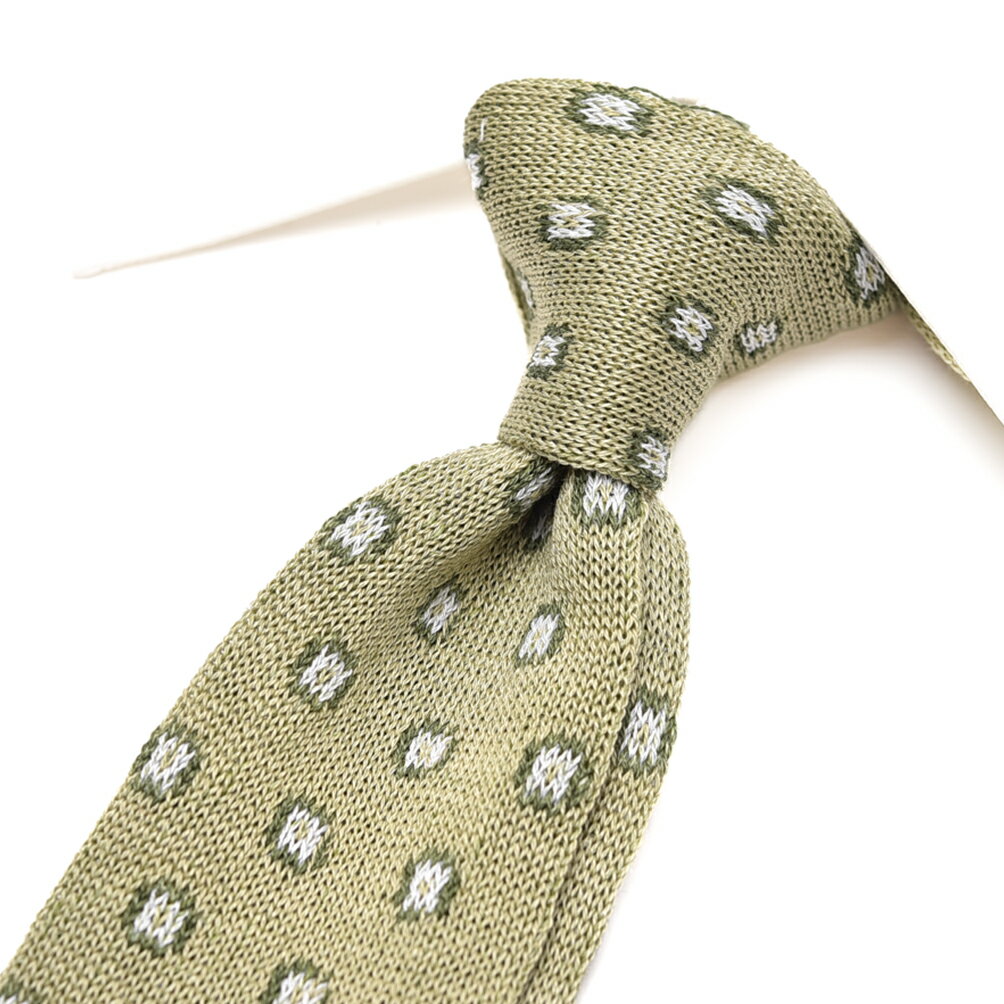 Rakuten - 【SALE】【P20倍】 バルバ BARBA ネクタイ ニットタイ メンズ cucito a mano 手縫い仕立て コットン リネン 小紋柄 グリーン イタリア ブランド MADE IN ITALY ビジネス ギフト プレゼント ラッピング無料