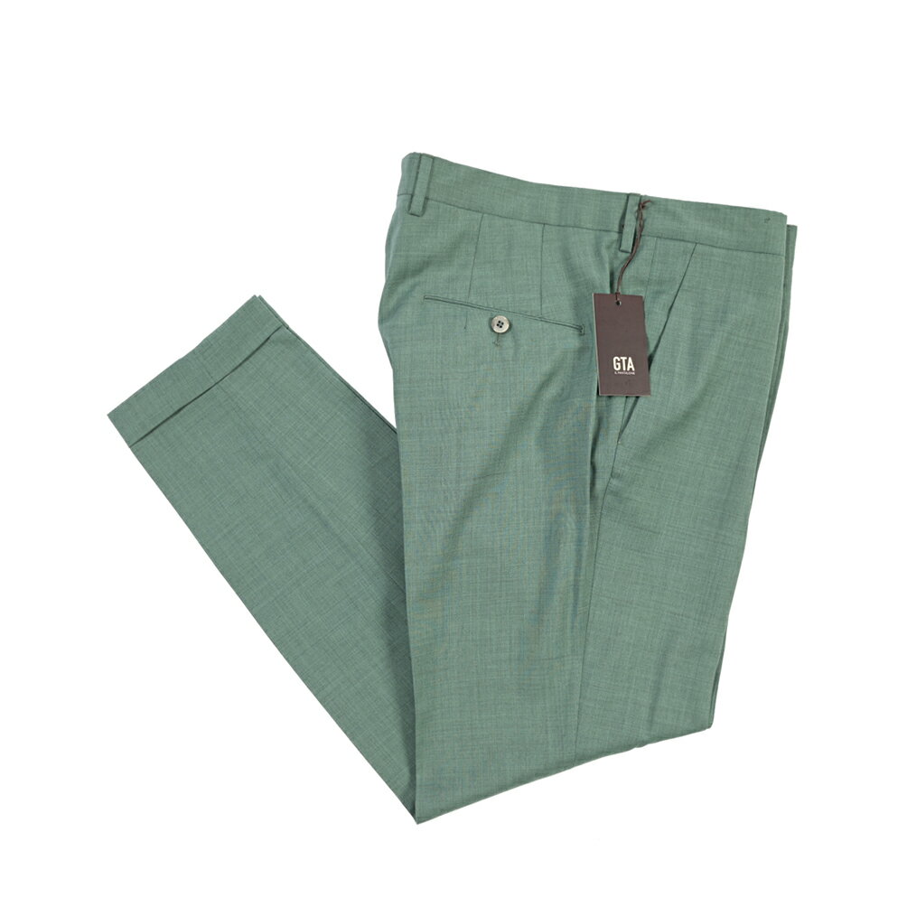 樂天商城 - 【春夏先行セール】【40％OFF】 ジーティーアー GTA 772 SLIM スリム ウールスラックス ワンタック パンツ 春夏 メンズ ヴァージンウール 100% グリーン イタリア ブランド