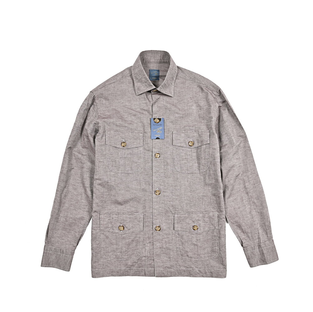Rakuten - 【SALE】【半額以下】 バルバ BARBA 【2026年 春夏新作】 The Vintage Shirt Dandylife 麻混 カジュアルシャツ シャツジャケット レギュラーカラー 長袖 メンズ コットン リネン ブラウン イタリア ブランド MADE IN ITALY