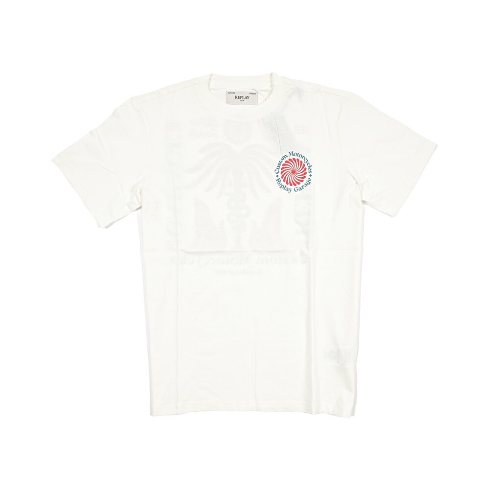 乐天商城 - 【半額以下】【60％OFF】 リプレイ REPLAY ロゴ Tシャツ カットソー 半袖 クルーネック 春夏 メンズ コットン 100% ロゴ ホワイト イタリア ブランド