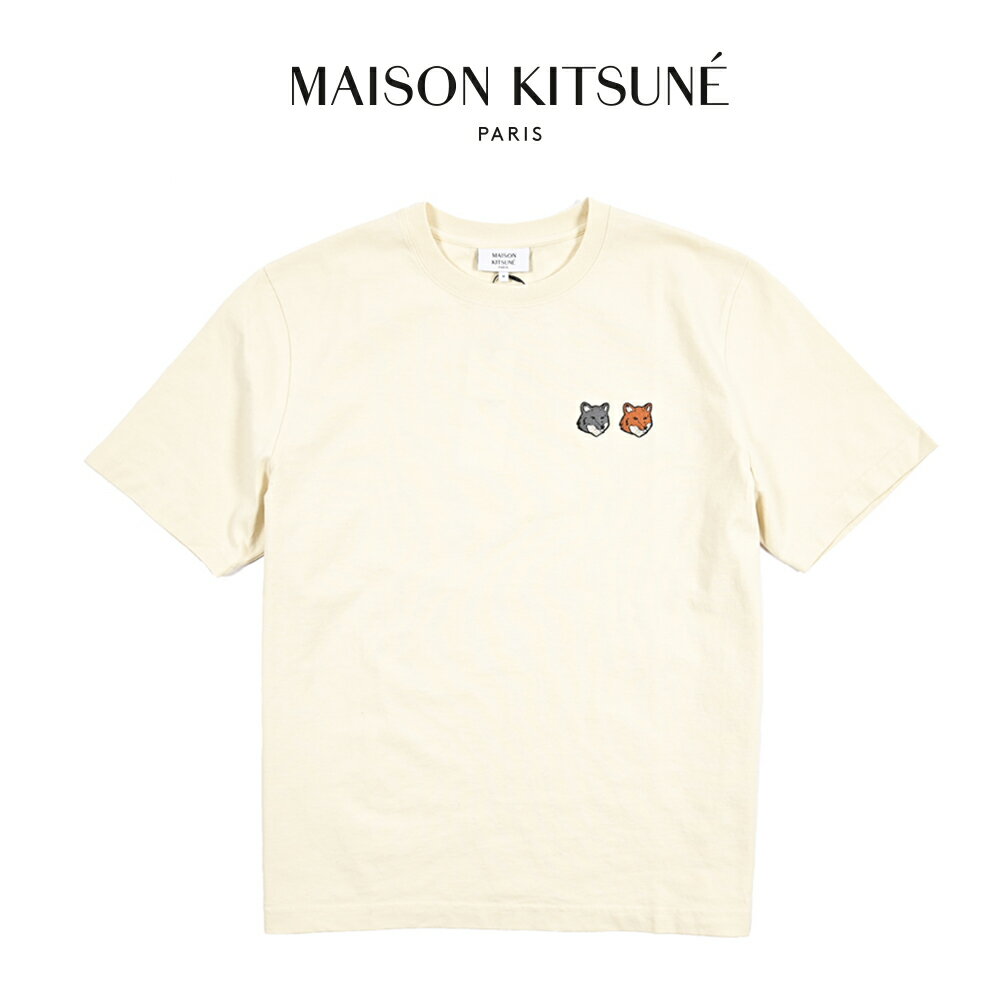 Rakuten - 【スーパーSALE】 メゾンキツネ MAISON KITSUNE 【2026年 春夏新作】 ダブル フォックスヘッド ジャージー Tシャツ クルーネック コンフォートフィット 半袖 春夏 メンズ オーガニックコットン 100% オフホワイト フランス パリ ブランド