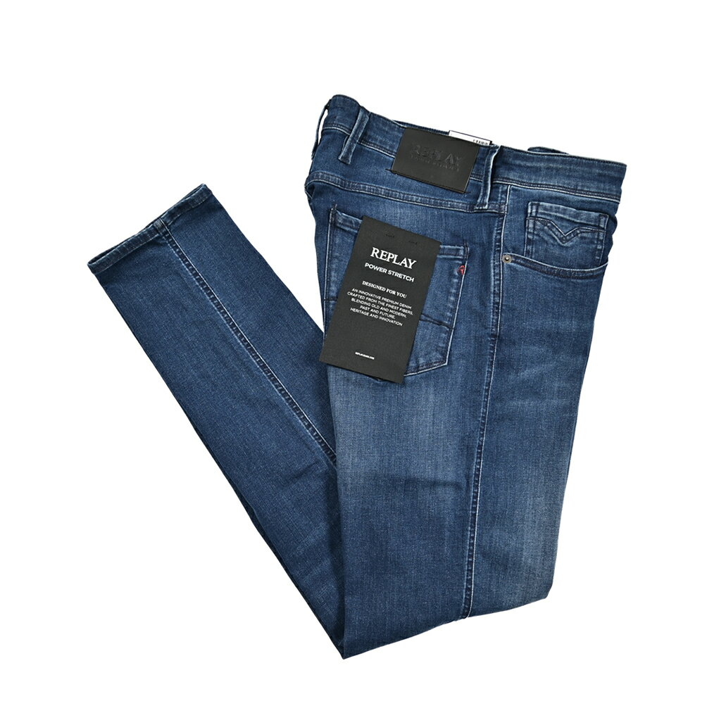 Rakuten - 【SALE】【半額以下】 リプレイ REPLAY ANBASS アンバス デニムジーンズ ストレッチパンツ メンズ SLIM FIT スリムフィット POWER STREYCH パワーストレッチ コットン ブルー イタリア ブランド M914D