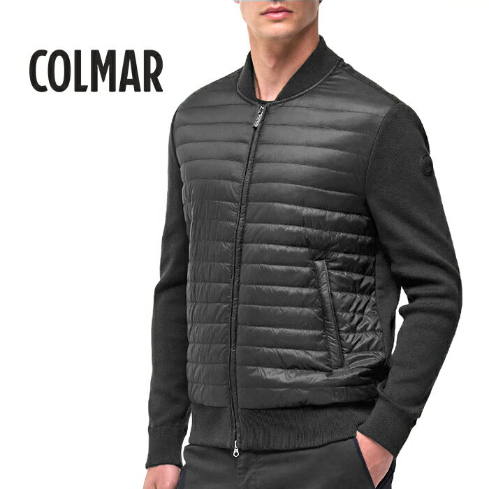 Rakuten - 【P10倍】 コルマー COLMAR 【2026年 春夏新作】 MA-1 ジップアップブルゾン 異素材コンビ 中綿入り ハイブリッドジャケット 春夏 メンズ ライトアウター ナイロン コットンニット ブラック イタリア ブランド COLMAR ORIGINALS