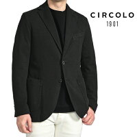 チルコロ 1901 CIRCOLO 1901 テーラードジャケット ストレッチ イージーブレザー 2Bシングル 春夏 メンズ コットン ジャージー ウォッシュドブラック イタリア ブランド