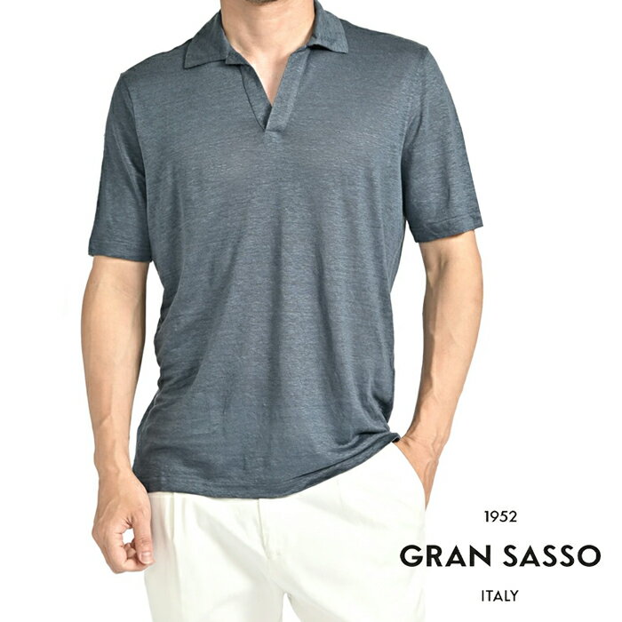 【SALE】 グランサッソ GRAN SASSO 【2025年 春夏新作】 リネン スキッパー ニッ