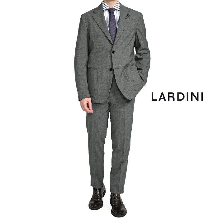  ラルディーニ LARDINI  EASY WEAR イージーウェア テーラードスーツ 2Bシングル 春夏 メンズ 高機能ウールストレッチ マイクロチェック グレー 通気性 軽量 トラベル イタリア ブランド MADE IN ITALY