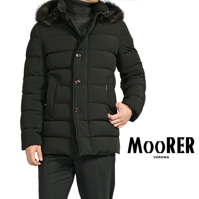 ストレッチマット 【スーパーSALE】 ムーレー MOORER 23-24AW MORESCO-KN モレスコ ACQUA RESISTANT ダウンジャケット ファー付フーディーブルゾン 秋冬 メンズ アウター 撥水透湿ストレッチマットナイロン ダークグリーン MADE IN ITALY